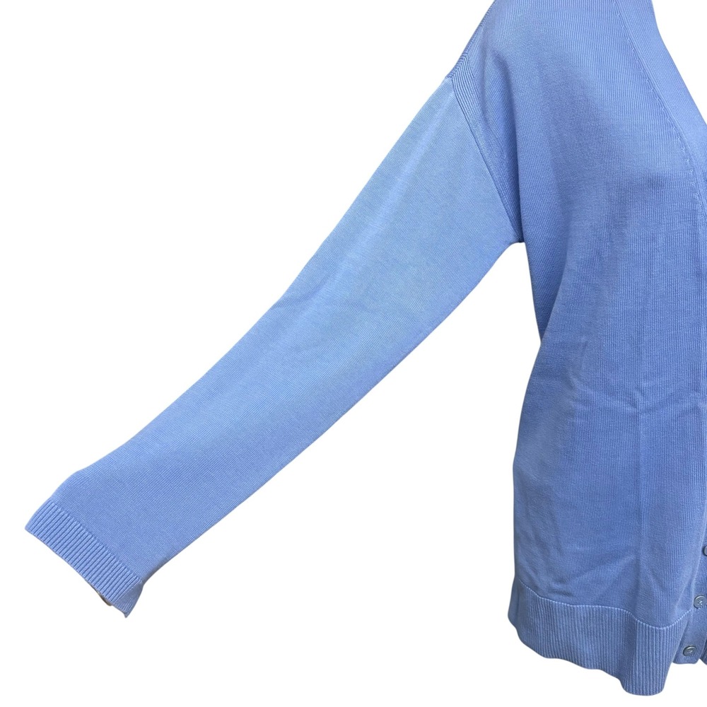 Talbots Womens Blue V-Neck Button Front Cotton Rayon Knit Cardigan Sweater Small - Picture 6 of 12